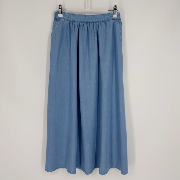 Haven Well Within Chambray Maxi Skirt Women’s XXS Tencel Blue Minimalist Capsule - Picture 2 of 11